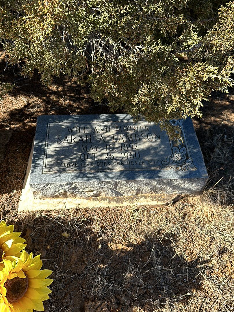 Sarah A. Lambson's grave. Photo 1